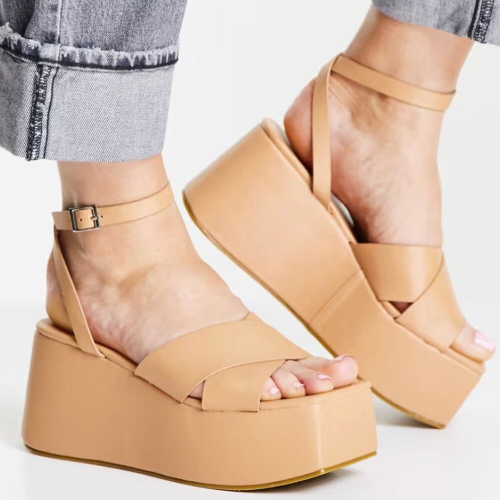 Public Desire Nude Platform Sandals - Size 7.5 - Great Condition